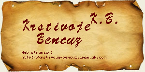 Krstivoje Bencuz vizit kartica